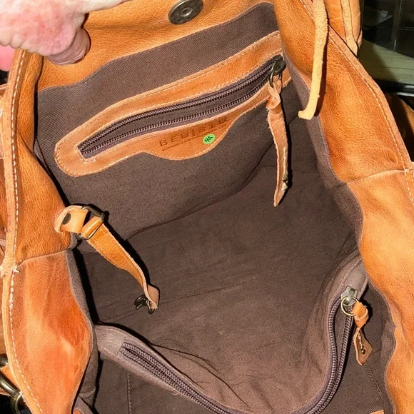 Bed Stu Leather Rockaway Shoulder Bag Crossbody Tote Tan Rustic $345 - Picture 12 of 13